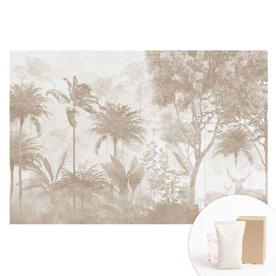 Papier peint photo grand format pour le mur Forêt tropicale subtile avec des cerfs