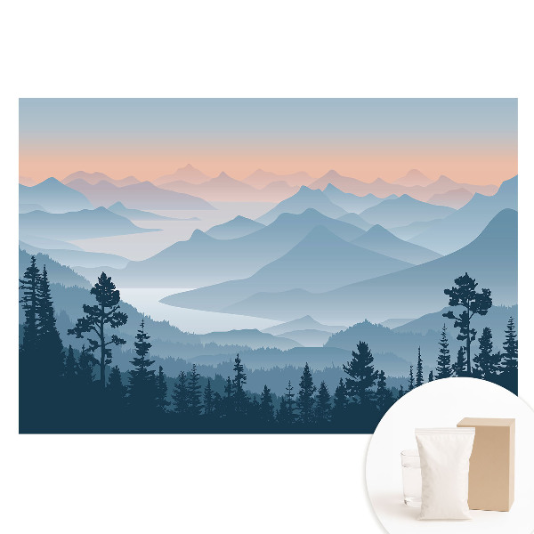 Papier peint intissé imprimé Montagnes brumeuses à l'aube