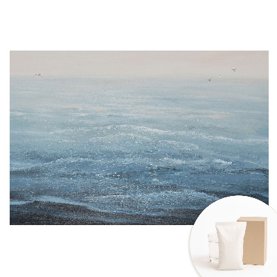 Papier peint panoramique intissé Vagues bleues et oiseaux