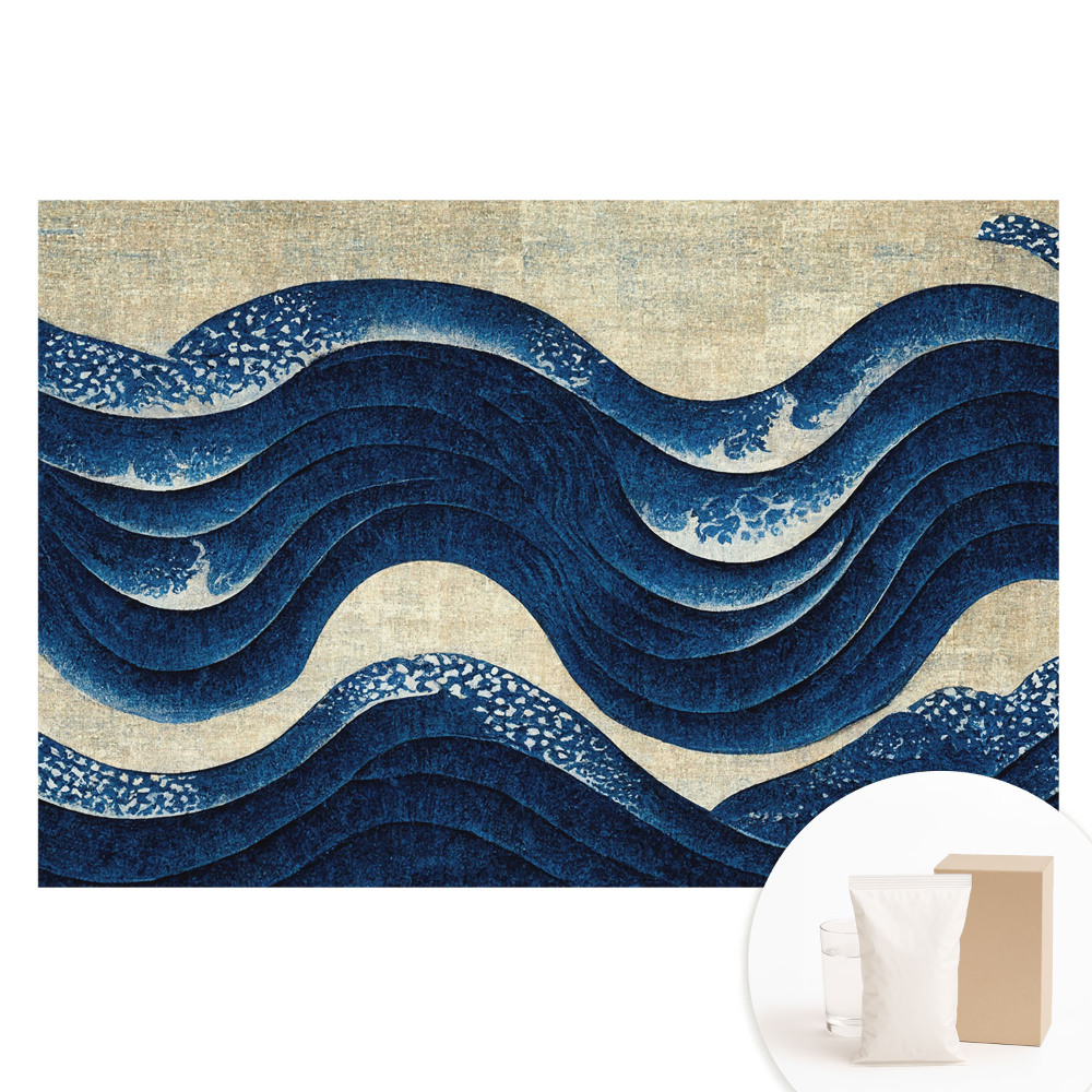 Papier peint photo imprimé sur tissu non tissé Motif élégant et harmonieux de vagues bleu marine