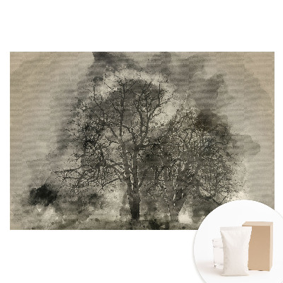 Papier peint photographique sur tissu non tissé aquarelles atmosphériques d'arbres brumeux