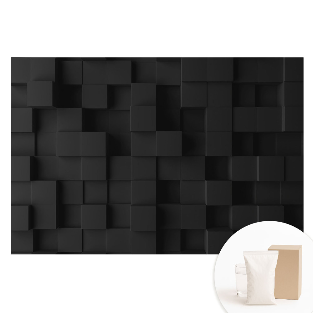 Papier peint panoramique intissé Formes cubiques noires
