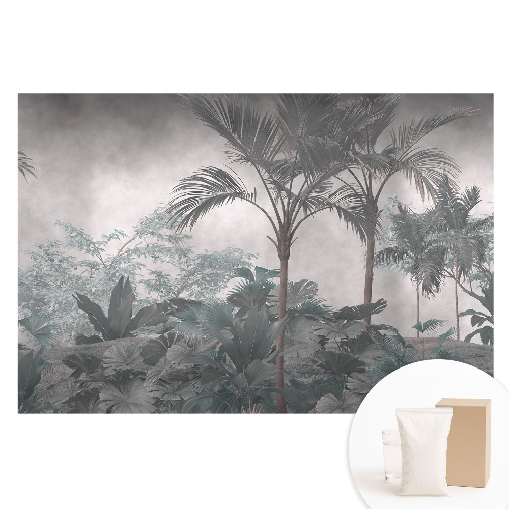 Papier peint photo sur intissé Jungle tropicale nuances de gris