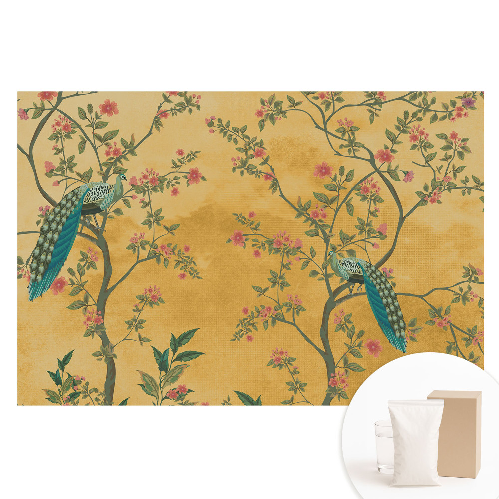 Papier peint photo sur intissé motif floral paon