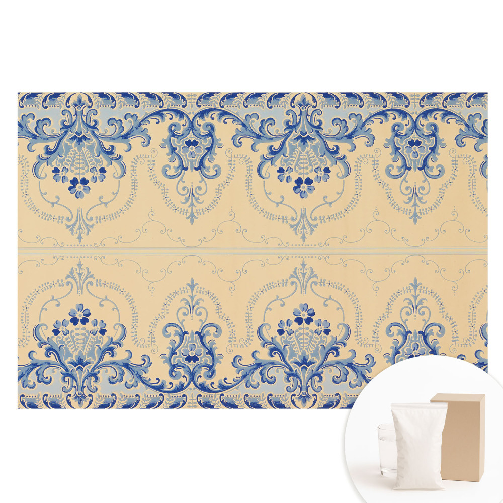 Papier peint photo intissé à motif ornemental classique bleu élégant