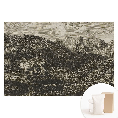 Papier peint intissé panoramique paysage de montagne avec cavalier