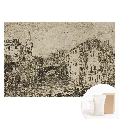 Papier peint photo sur tissu intissé représentant des bâtiments classiques au bord de la rivière