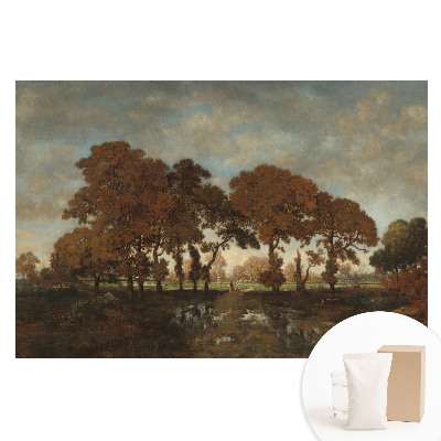 Papier peint photo intissé motif arbres d'automne dans un paysage rustique