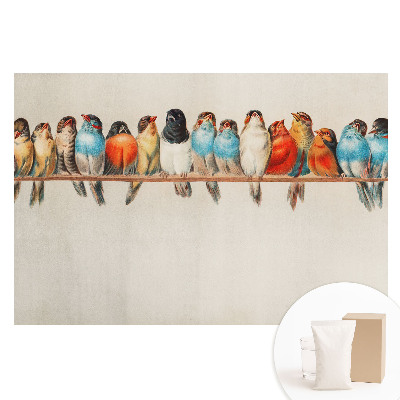 Papier peint intissé style classique avec oiseaux colorés sur une branche