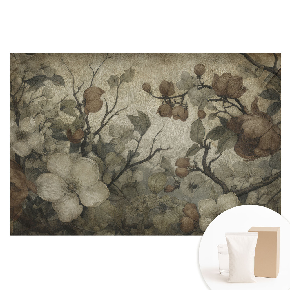 Papier peint intissé à motif de composition florale rustique
