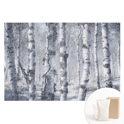Papier peint photo imprimé sur tissu non tissé forêt de bouleaux en hiver
