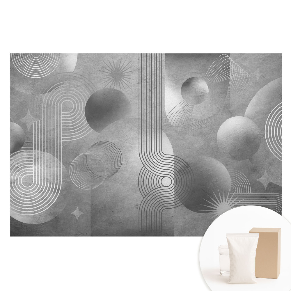 Papier peint photographique sur tissu non tissé Motifs géométriques dans des tons de gris