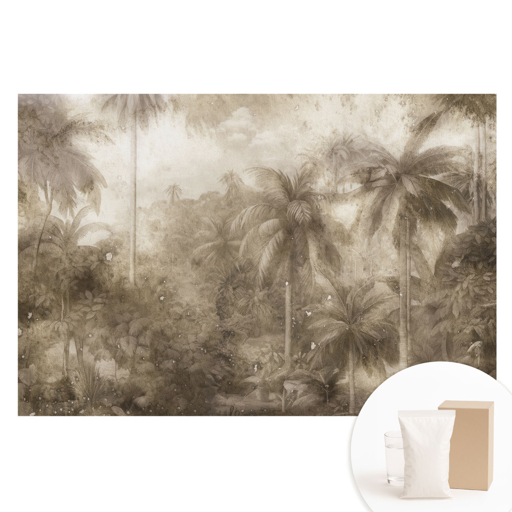 Papier peint panoramique jungle tropicale vintage sur intissé