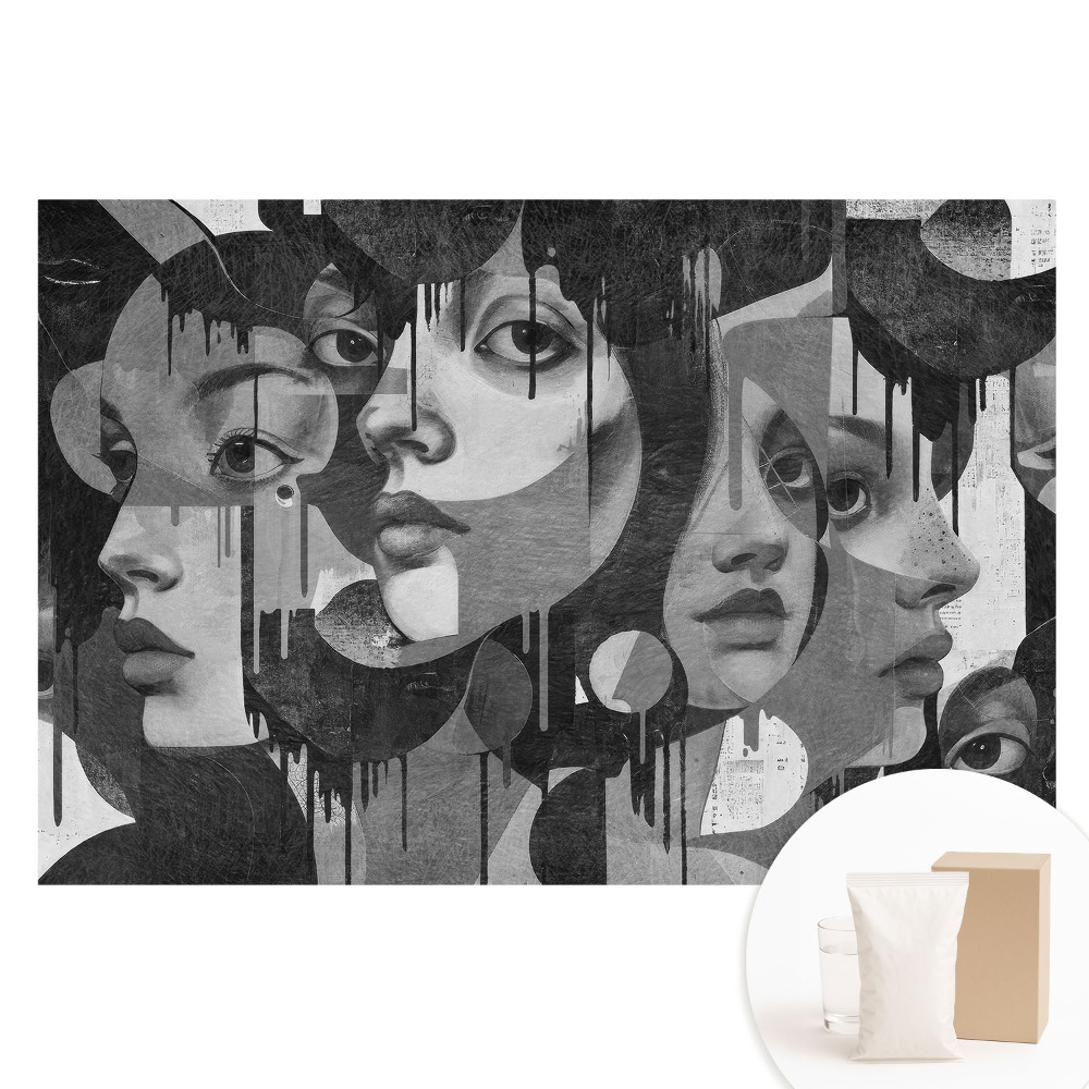 Papier peint photo grand format pour le mur Portraits abstraits de visages de femmes