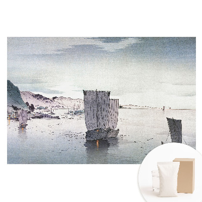 Papier peint intissé Voiliers sur un lac entouré de collines
