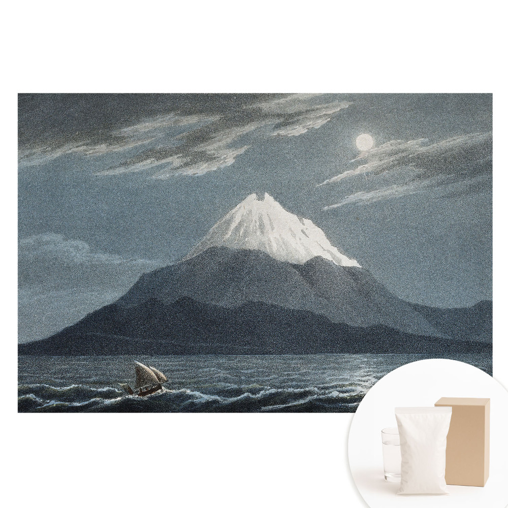 Papier peint intissé avec motif de montagnes et mer nocturnes