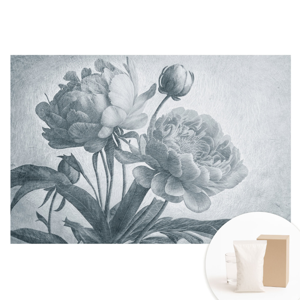 Papier peint intissé à motif de fleurs grises délicates avec structure élégante