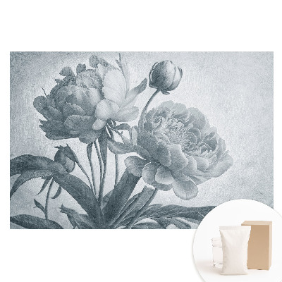 Papier peint intissé à motif de fleurs grises délicates avec structure élégante