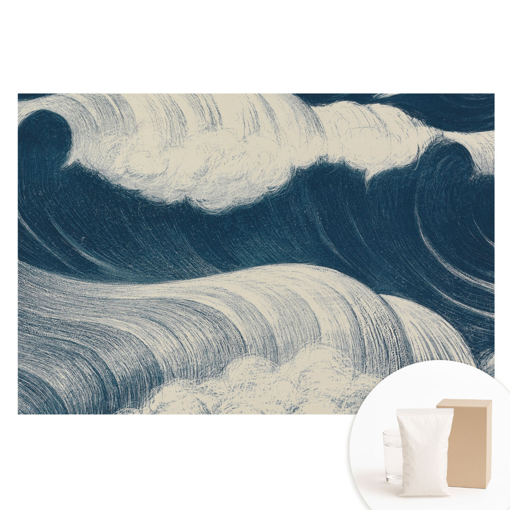 Papier peint photo sur tissu non tissé Vagues sur fond bleu marine