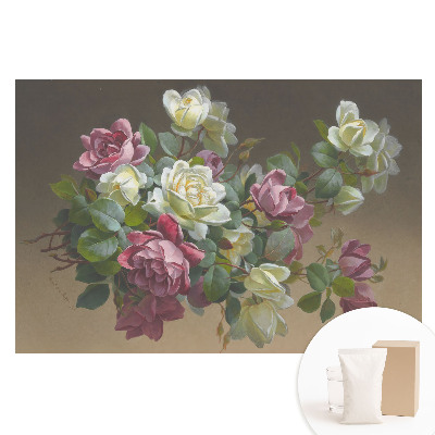 Papier peint photographique sur tissu non tissé composition romantique de fleurs et de feuilles