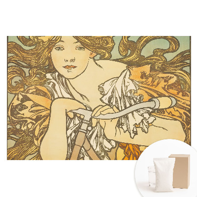 Papier peint panoramique intissé Femme à vélo style Art nouveau