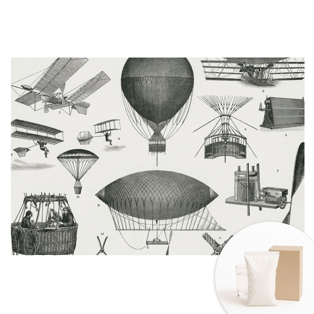Papier peint photo grand format pour le mur Inventions aéronautiques rétro