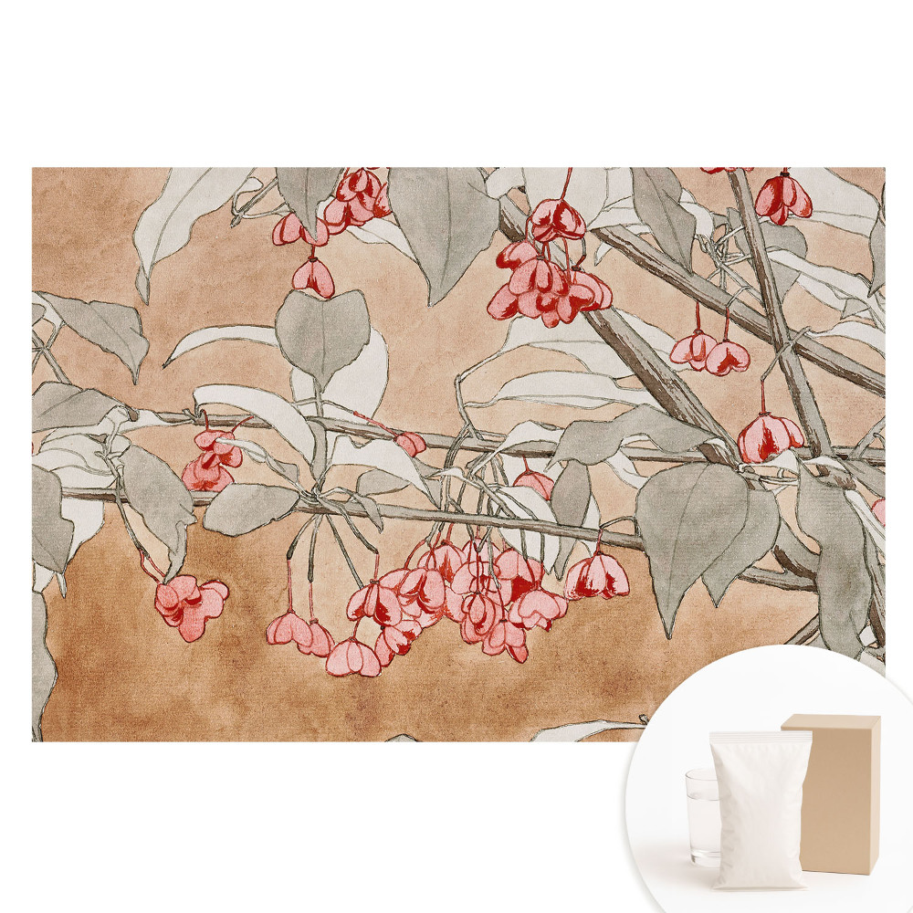 Papier peint photographique intissé Fleurs et feuilles délicates aux couleurs subtiles