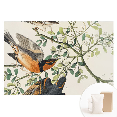 Papier peint intissé motifs d'oiseaux parmi les feuilles vertes