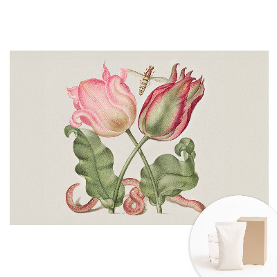 Papier peint panoramique sur intissé fleurs et insecte nostalgiques