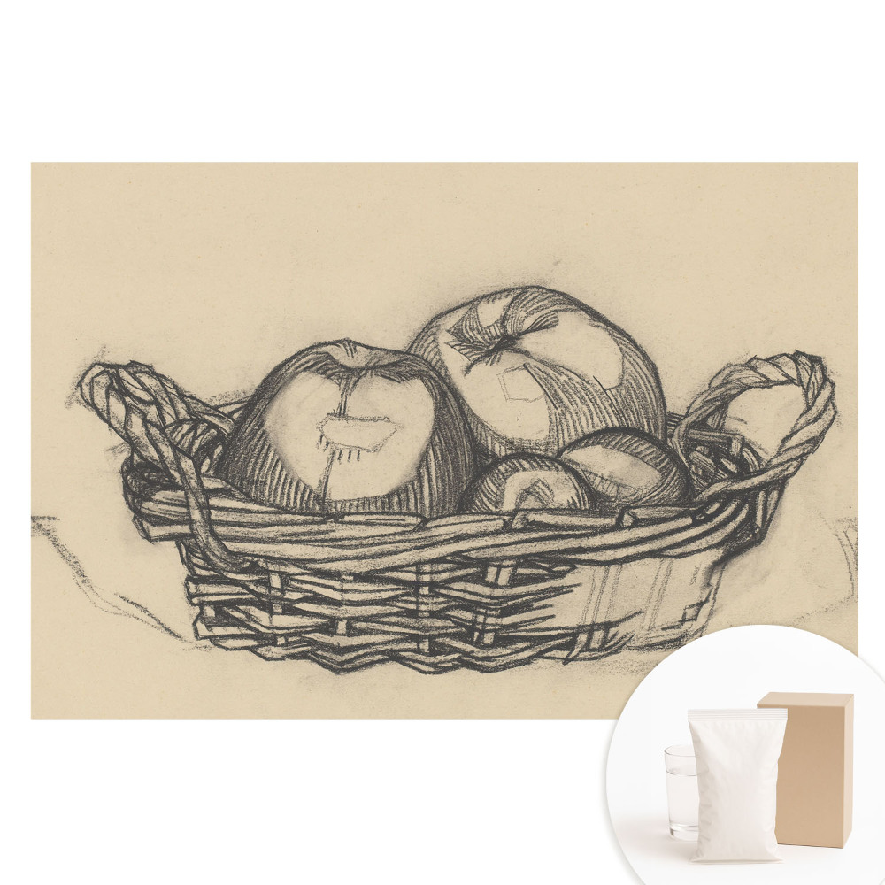 Papier peint intissé panoramique motif classique panier de fruits