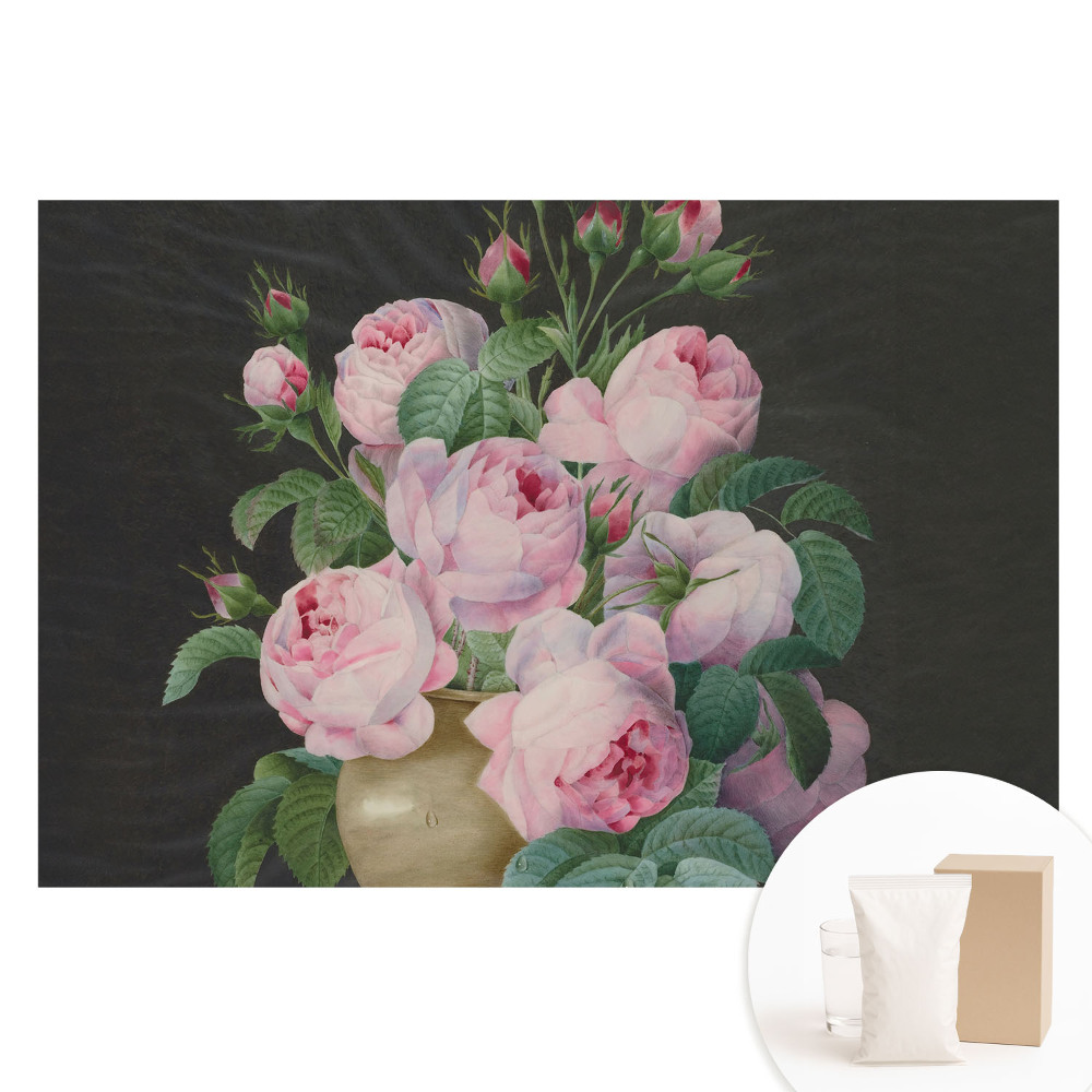 Papier peint intissé roses roses dans un vase gris