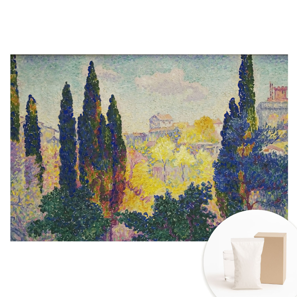 Papier peint panoramique intissé Arbres colorés style impressionniste