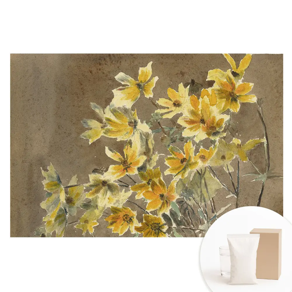 Papier peint photo grand format Fleurs jaunes sur le sol