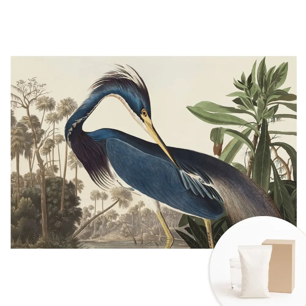 Papier peint intissé photographique avec un oiseau exotique sur fond de végétation