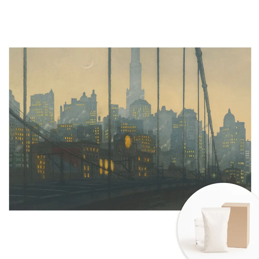 Papier peint panoramique intissé Ville nocturne illuminée