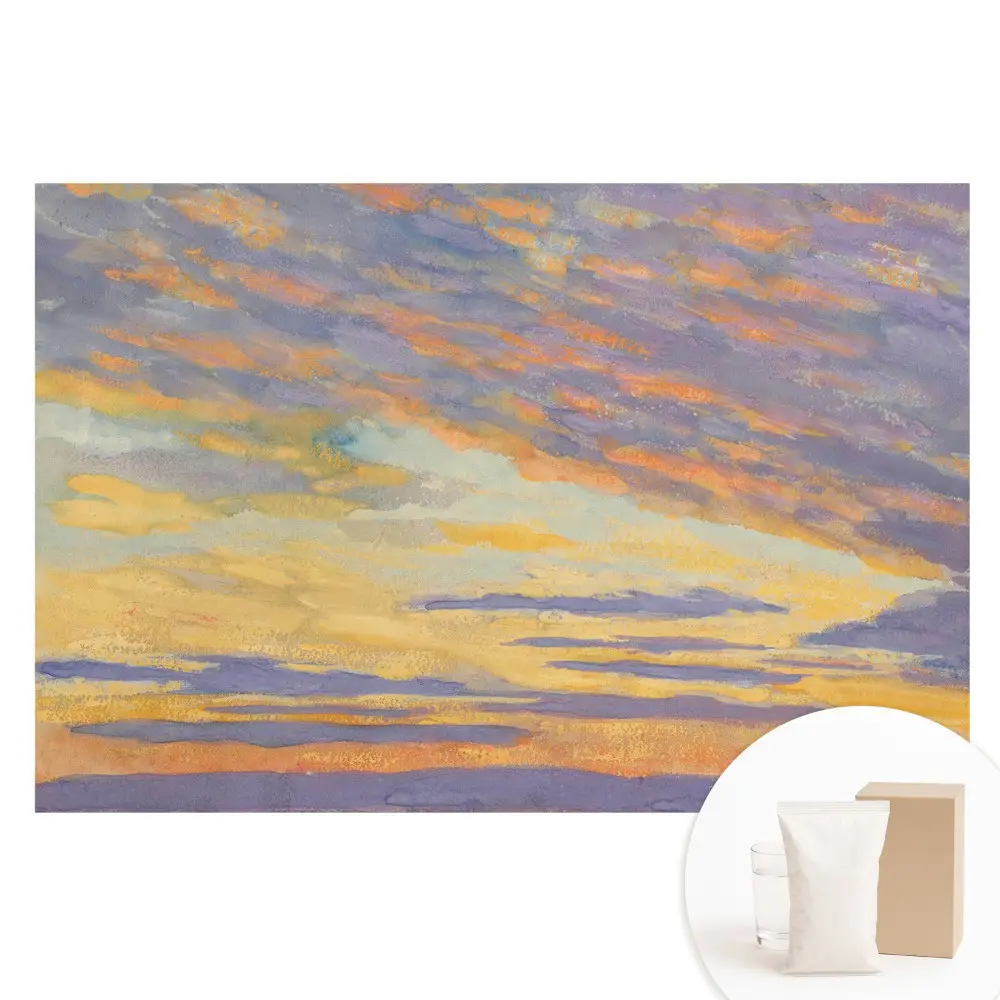 Papier peint panoramique intissé effet ciel impressionniste aux tons pastel