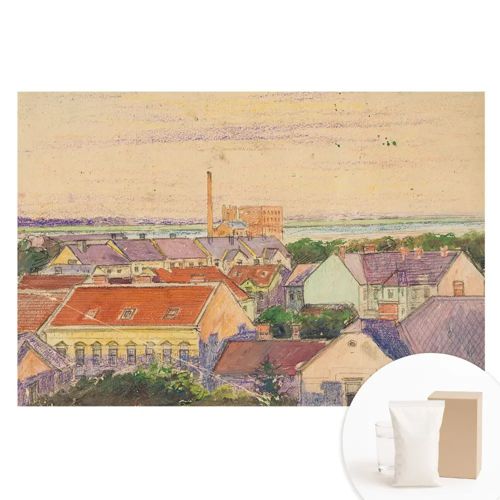 Papier peint photo grand format Une ville aux tons pastel