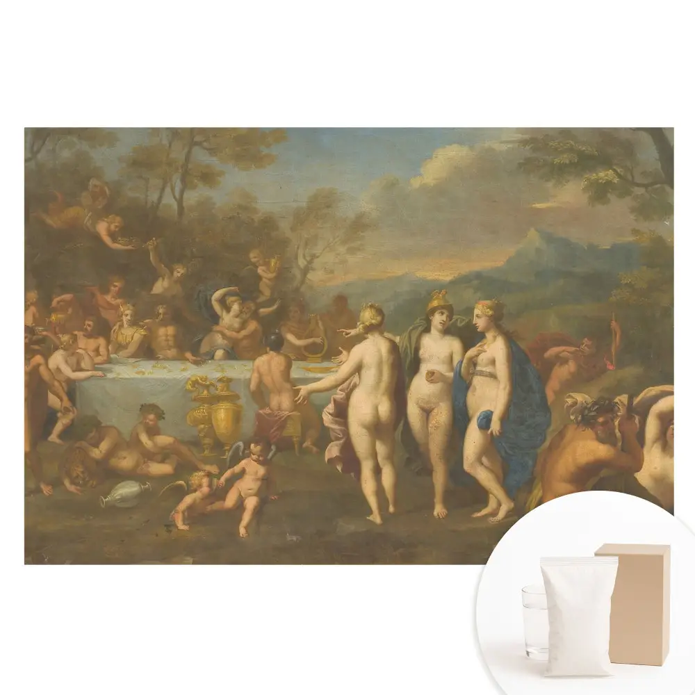 Papier peint panoramique intissé avec motif de personnages de la mythologie ancienne festoyant