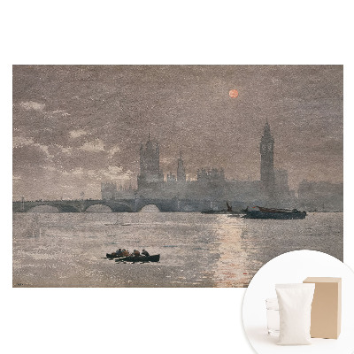 Papier peint photo sur tissu non tissé représentant des reflets colorés sur le fleuve au crépuscule urbain