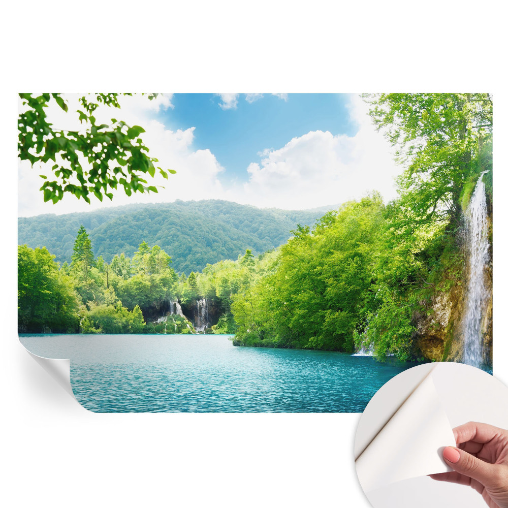 Papier peint photo autocollant pour chambre motif cascade naturelle