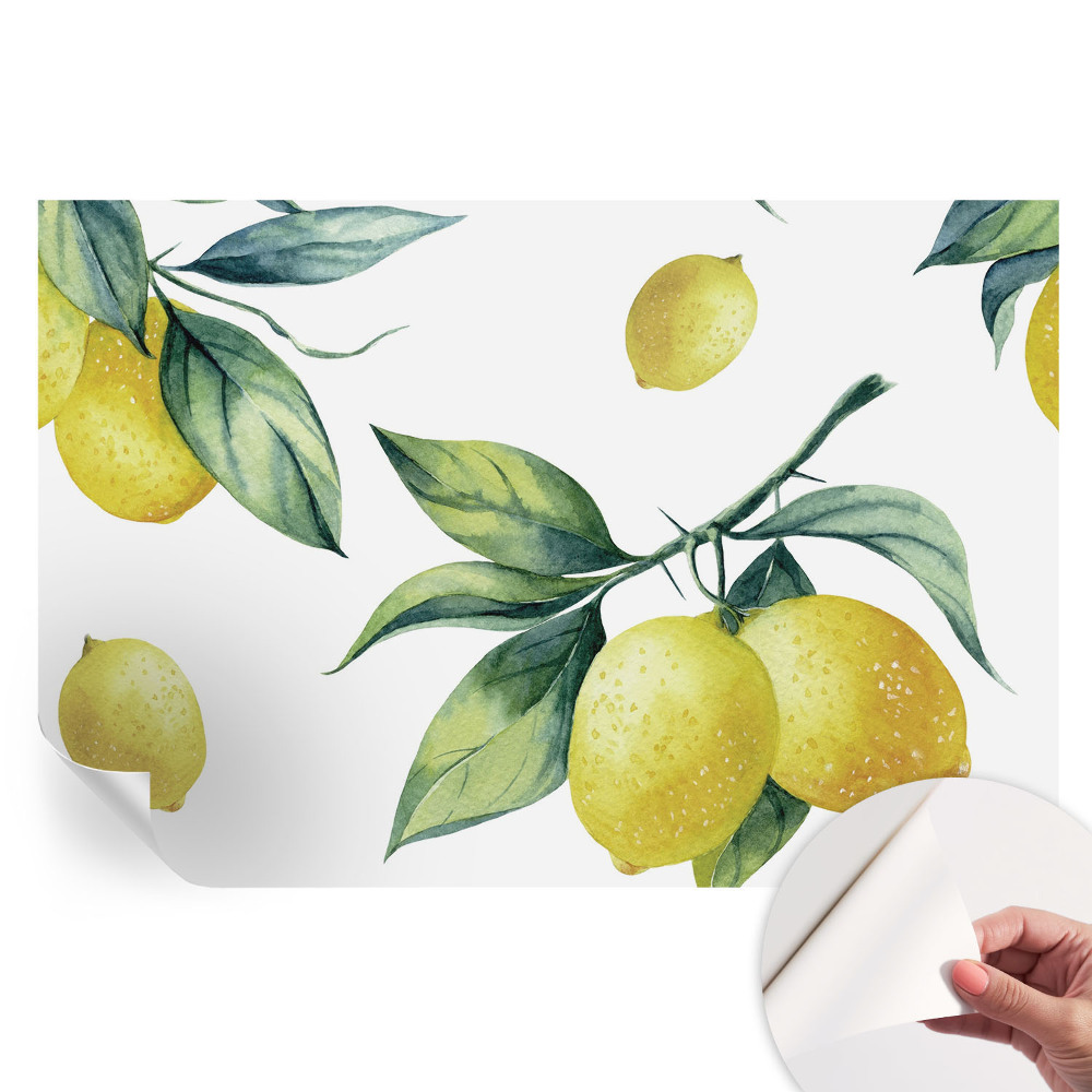 Papier peint photo autocollant pour la chambre Motif citron