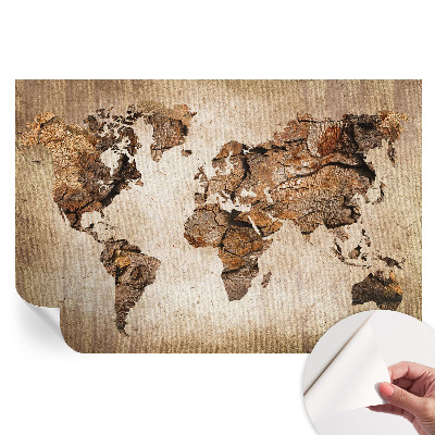 Papier peint photographique autocollant carte en bois