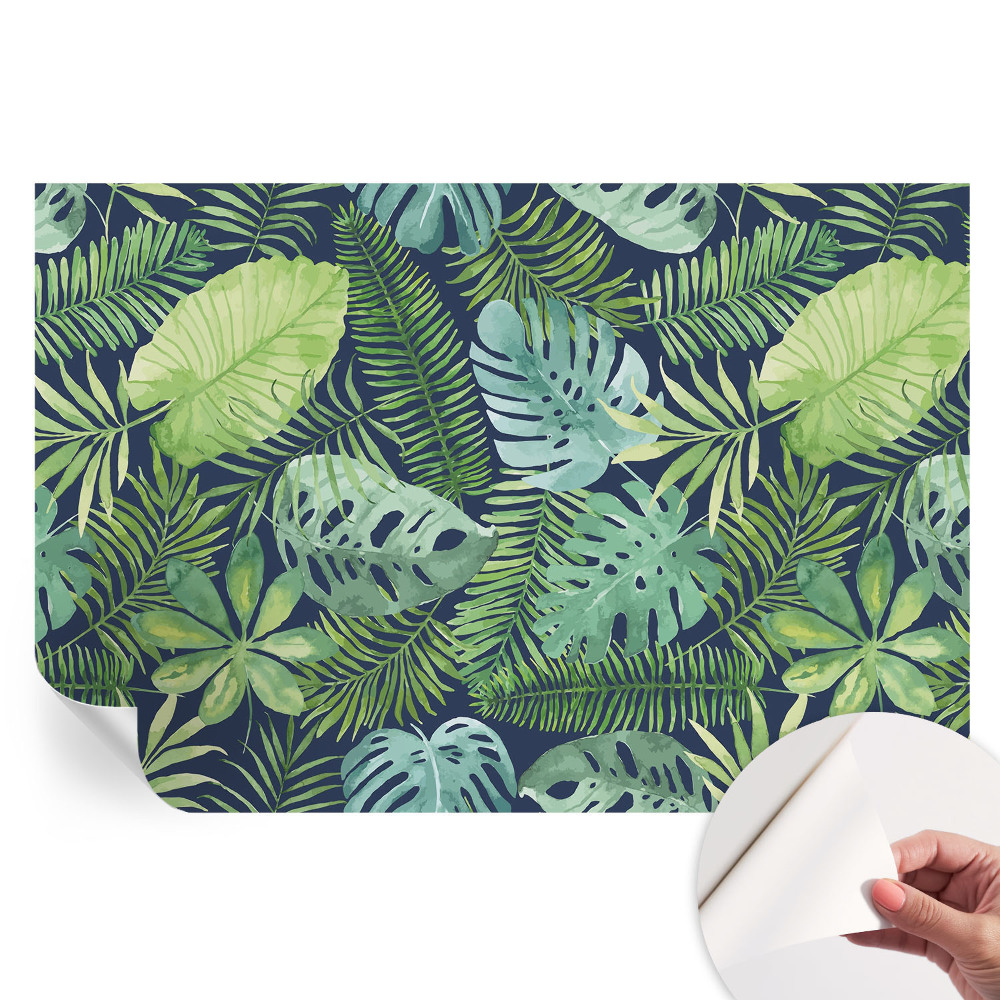Papier peint autocollant à motif de feuilles tropicales pour salon