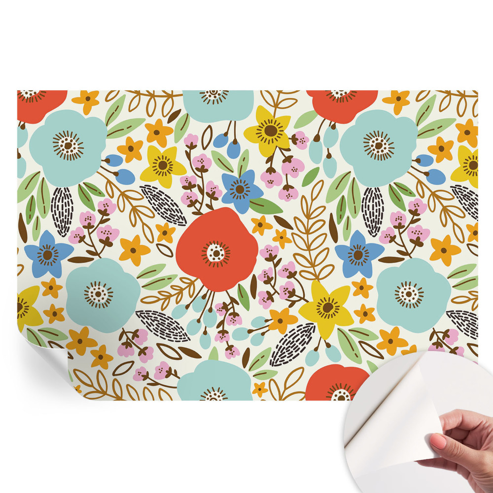 Papier peint photo autocollant pour chambre à motif floral
