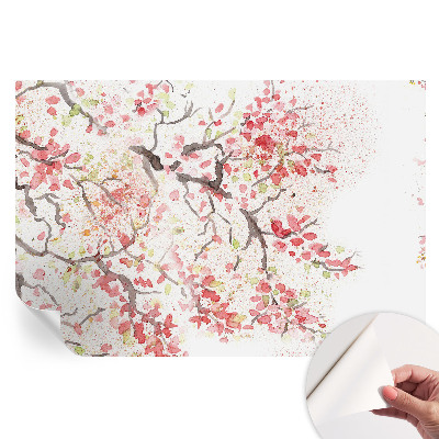 Papier peint photo autocollant pour chambre à motif de branches fleuries