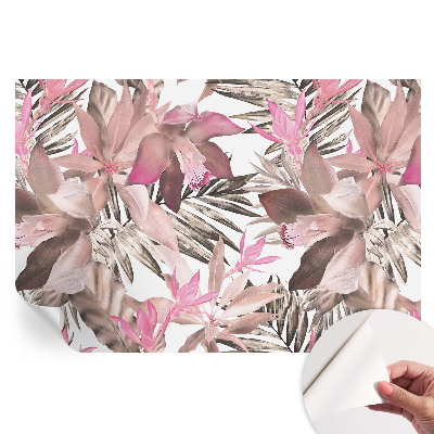 Papier peint autocollant fleurs exotiques pour salon