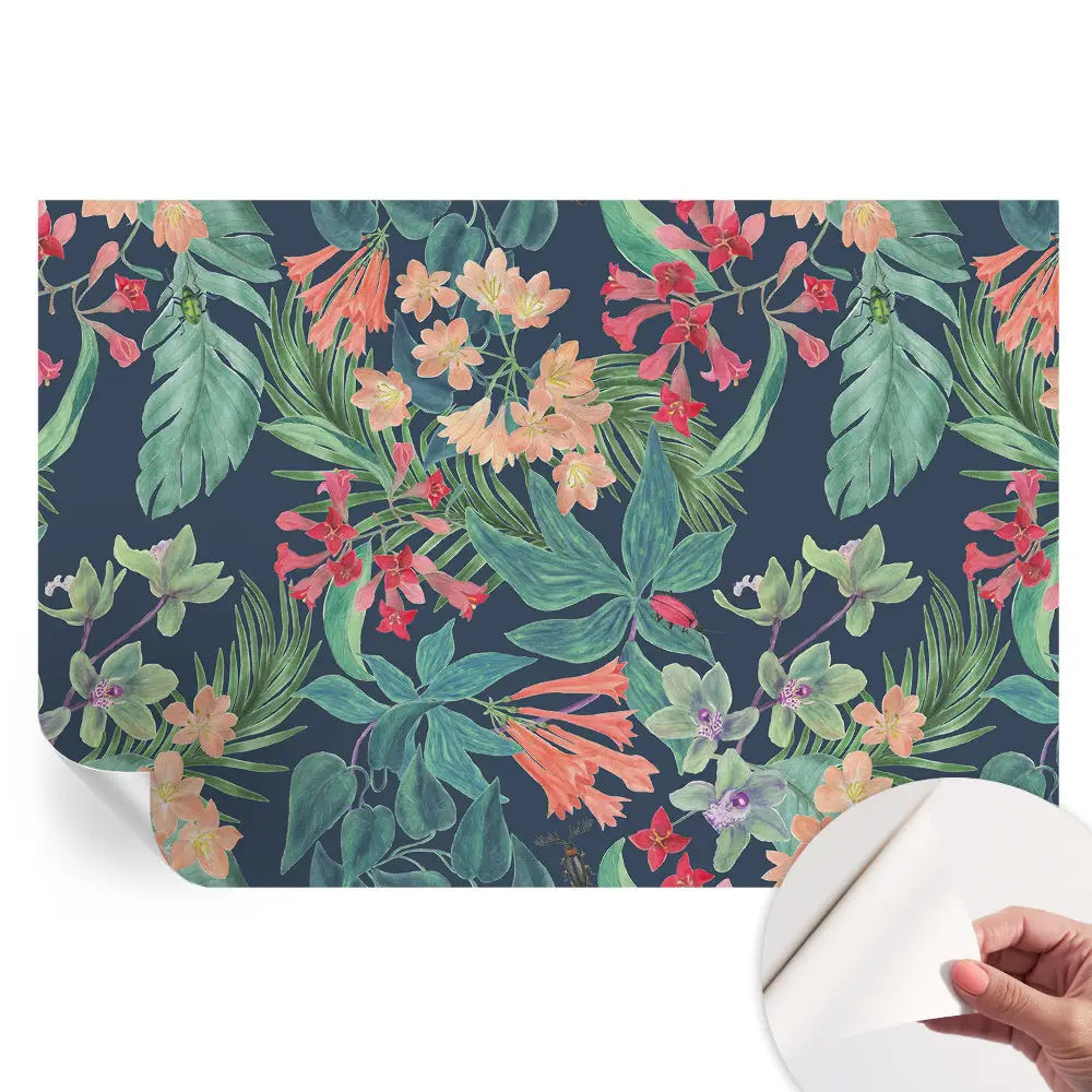 Papier peint photo autocollant pour chambre à motif fleurs tropicales