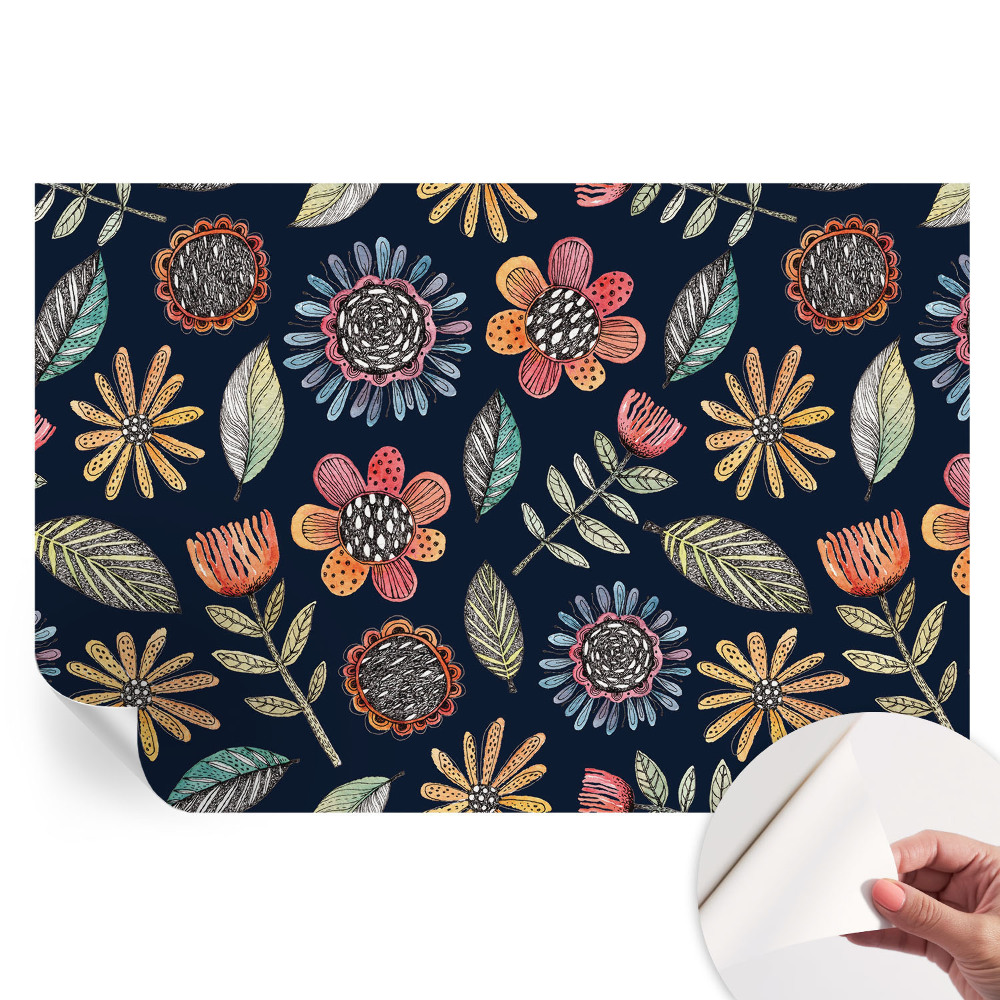 Papier peint photographique autocollant mosaïque florale