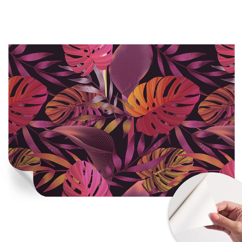 Papier peint autocollant pour le salon feuilles exotiques