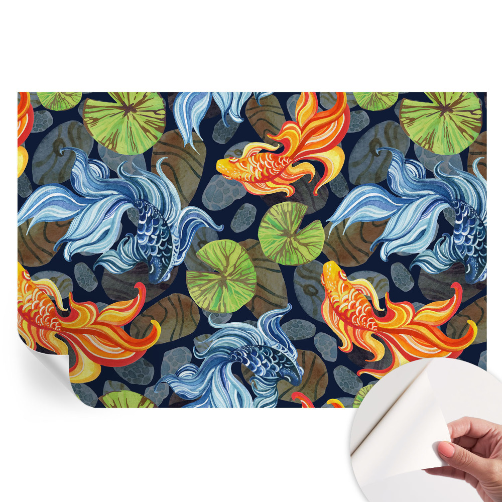 Papier peint autocollant pour salon avec motifs de poissons